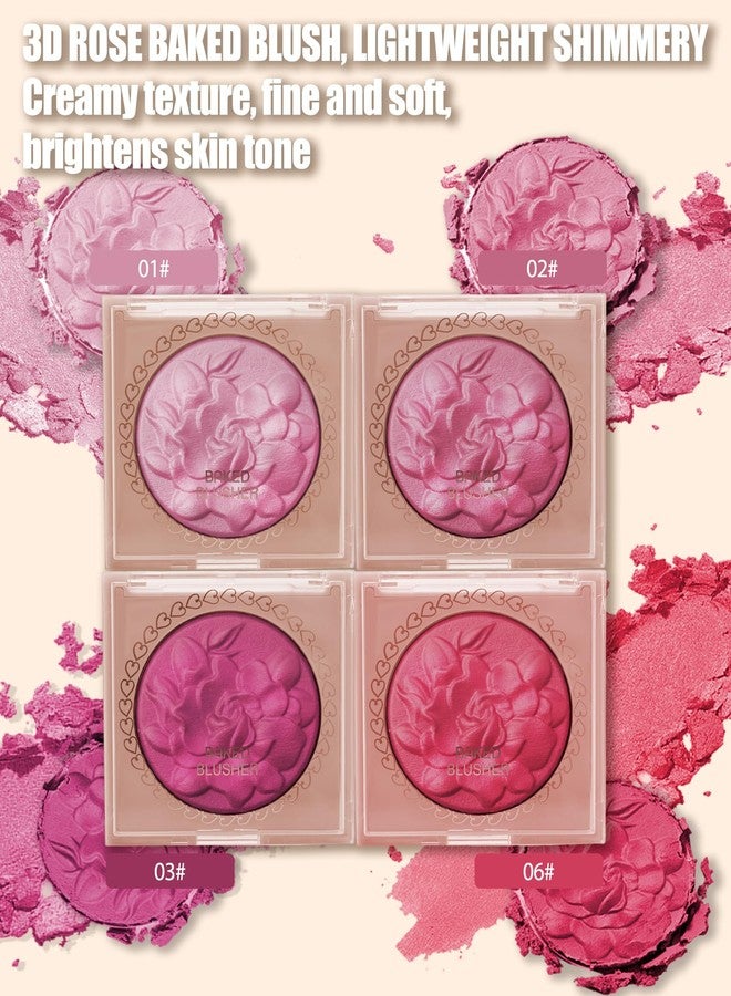 LYSdefeu Baked Powder Blush, Lightweight Shimmery Highlight Blusher for Cheeks, Silky Smooth and Blendable Powder Blush Palette, Long-lasting All-Day Face Enhancing Makeup Color, Makeup Gift for Women Girls-01 - Image 4